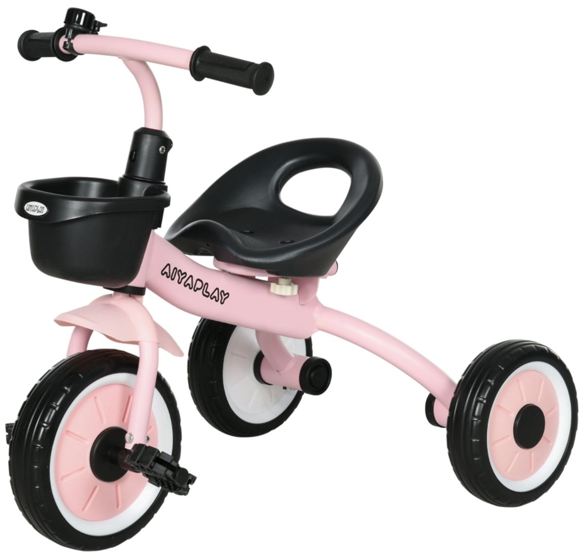 Roze Afmetingen 70,5 x 53 x 58 cm driewieler voor kinderen van 2-5 jaar met verstelbare zitting (3 cm), metalen frame, bel en mandje, stabiel ontwerp met 10-inch voorwiel en 8-inch achterwielen, geschikt voor buitengebruik, belastbaar tot 25 kg (4255901445481)