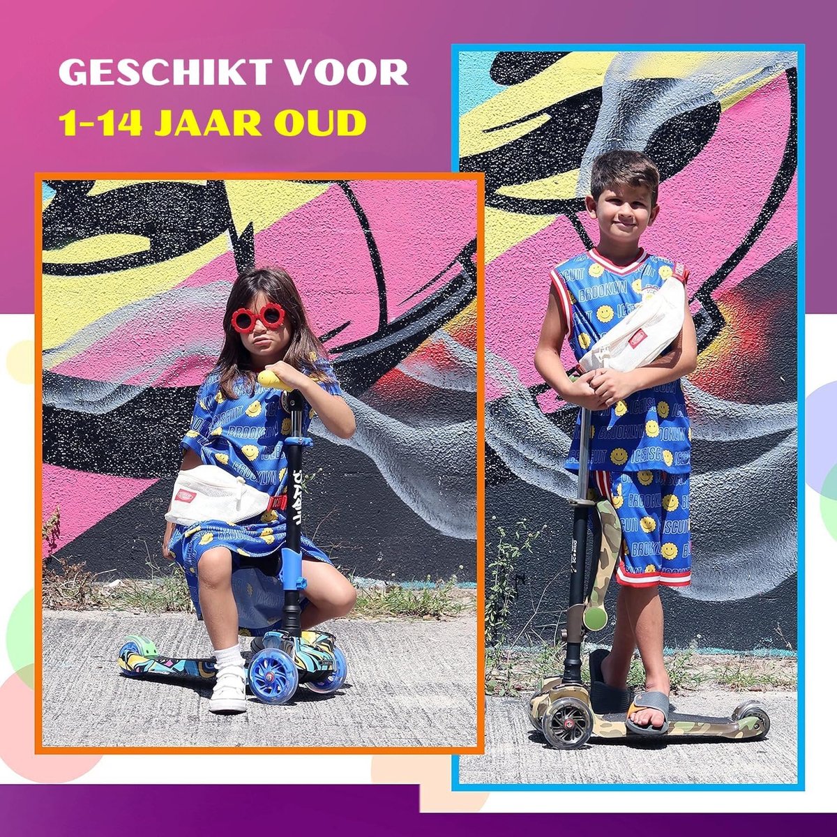 SnelShoppen - Hurtle Kinderstep, 3-wiel Step voor Kinderen, Opvouwbare Scooter met Verstelbare Hoogte, Antislip Platform en LED Verlichte Wielen, Step (2973157035059)