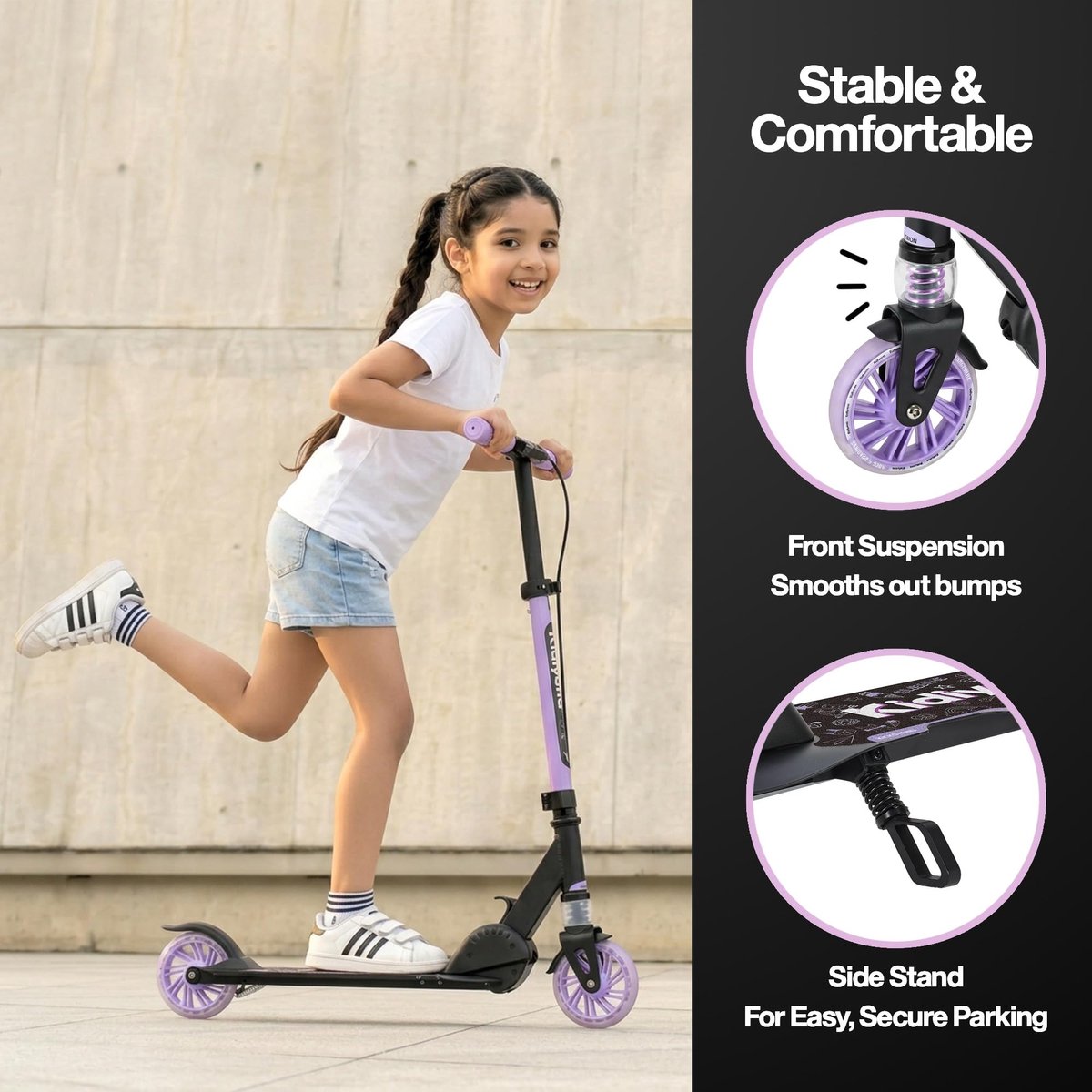 SnelShoppen - Kinderstep voor Jongens en Meisjes vanaf 5 Jaar tot 50 kg, Inklapbare Step met 120 mm PU Wielen met Licht, ABEC-5 Kogellagers, Handrem e (2962297566110)