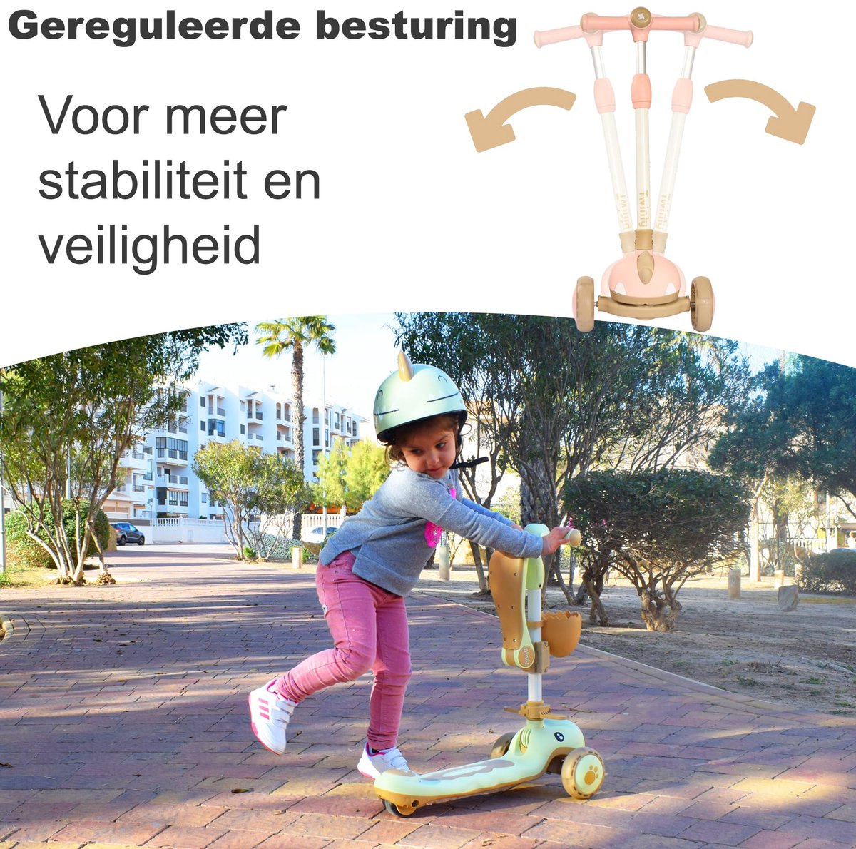 SnelShoppen - Twinly DINLY 3-in-1 Kinderstep, Multifunctionele Driewieler, Loopfiets, Step met Helm voor Kinderen van 1 tot 6 Jaar, Roze, Tot 30 kg, L (2596118737085)