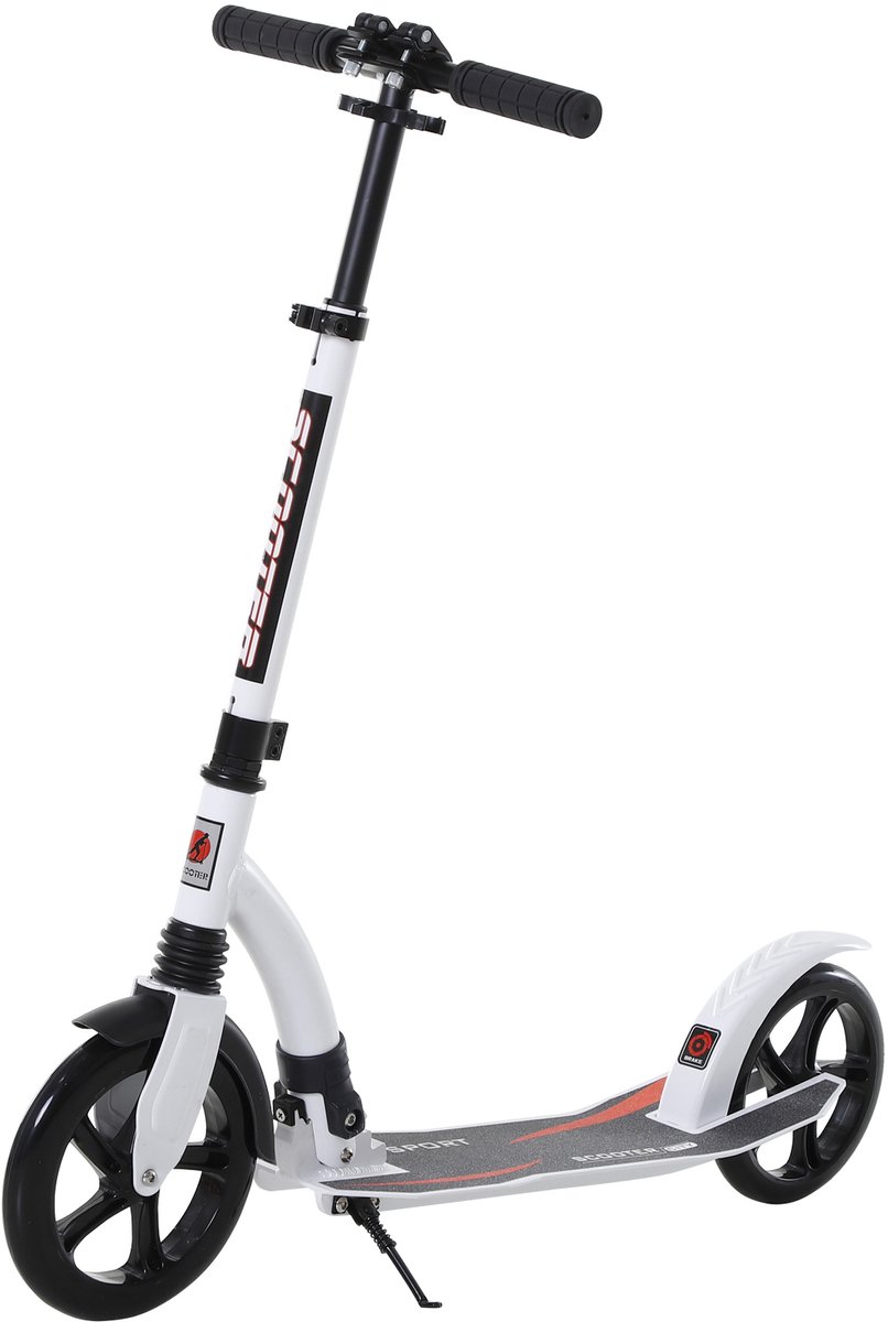 Stuntstep Opvouwbaar - Verstelbaar Stuur 87-101,5 cm - Schokdemping & Achterrem - Aluminium - Wit - Vanaf 14 Jaar (6152712188140)