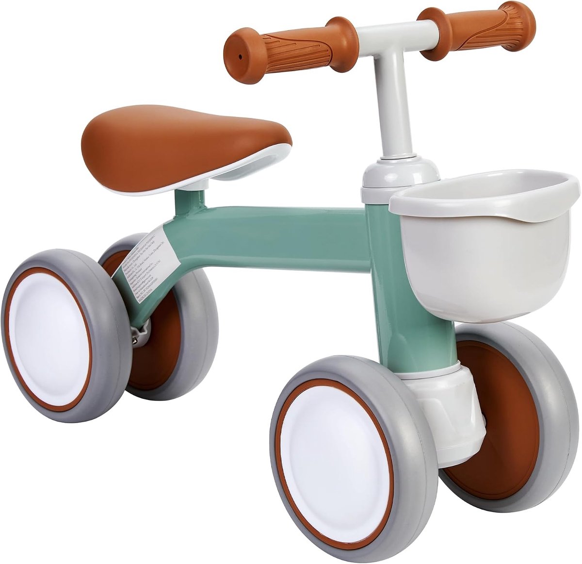 Triumpunpre - Loopfiets voor baby 1 jaar - 4 wielen - zonder pedalen - met mandje - Zwart - speelgoed voor kinderen 12-24 maanden - Groen (6967761364977)