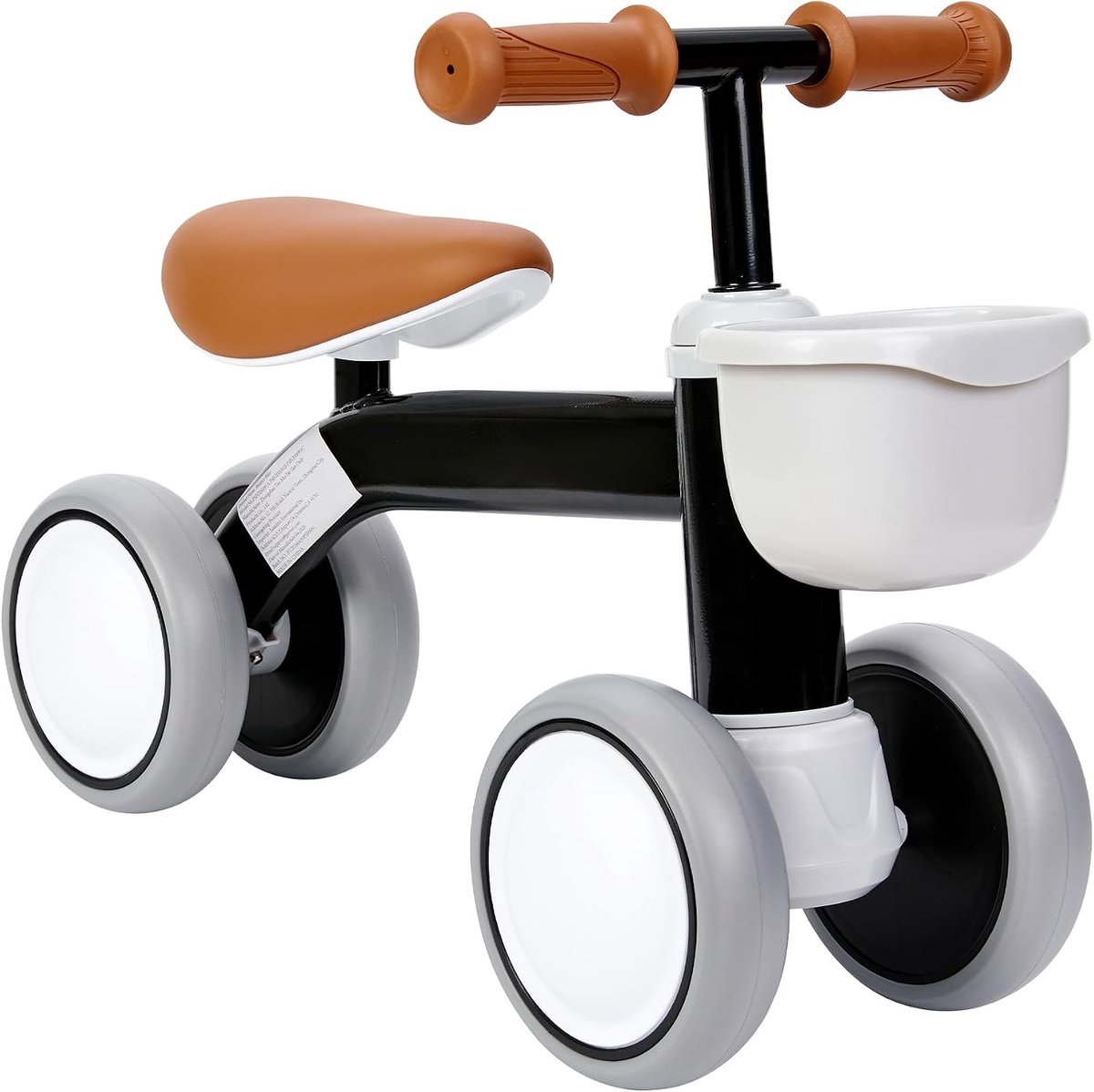 Triumpunpre - Loopfiets voor baby 1 jaar - 4 wielen - zonder pedalen - met mandje - Zwart - speelgoed voor kinderen 12-24 maanden - Zwart (6967761364991)