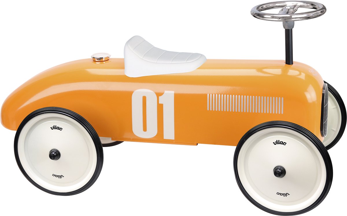 Vilac loopwagen vintage oranje - metalen ride-on auto speelgoed. (3048700010452)