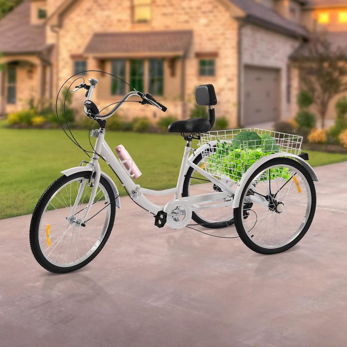 Vouwbare Driewieler - Driewieler Fiets - Boodschappen Doen - Opvouwbaar Frame - 24 Inch Wielen - Wit (9101249934239)